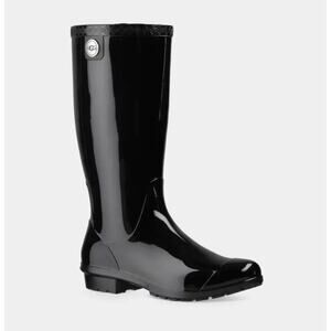 UGG Shaye Rain Boot Black Shiny Rubber Women’s Size 5 NWOB